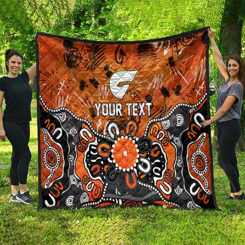 Personalized Greater Western Sydney Giants Quilt Aboriginal Dot Painting Graffiti Style