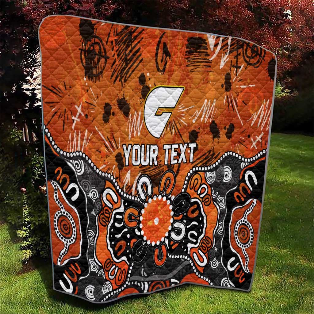 Personalized Greater Western Sydney Giants Quilt Aboriginal Dot Painting Graffiti Style