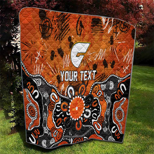 Personalized Greater Western Sydney Giants Quilt Aboriginal Dot Painting Graffiti Style