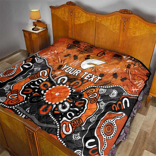 Personalized Greater Western Sydney Giants Quilt Aboriginal Dot Painting Graffiti Style