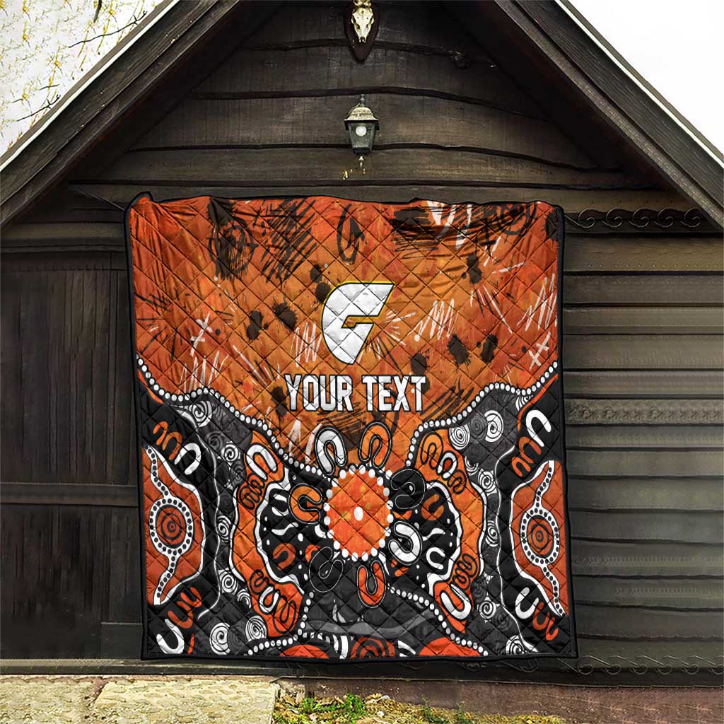 Personalized Greater Western Sydney Giants Quilt Aboriginal Dot Painting Graffiti Style