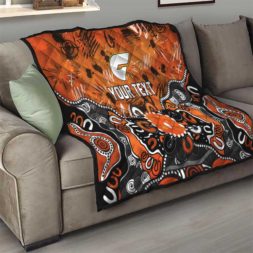 Personalized Greater Western Sydney Giants Quilt Aboriginal Dot Painting Graffiti Style