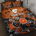 Personalized Greater Western Sydney Giants Quilt Bed Set Aboriginal Dot Painting Graffiti Style