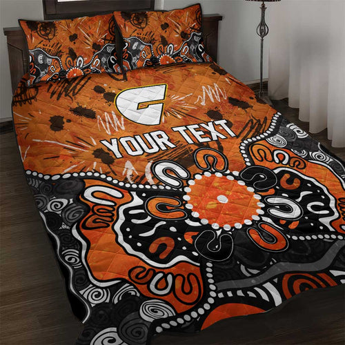 Personalized Greater Western Sydney Giants Quilt Bed Set Aboriginal Dot Painting Graffiti Style