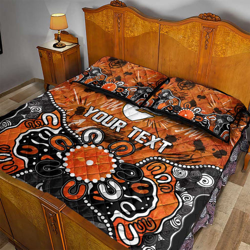 Personalized Greater Western Sydney Giants Quilt Bed Set Aboriginal Dot Painting Graffiti Style