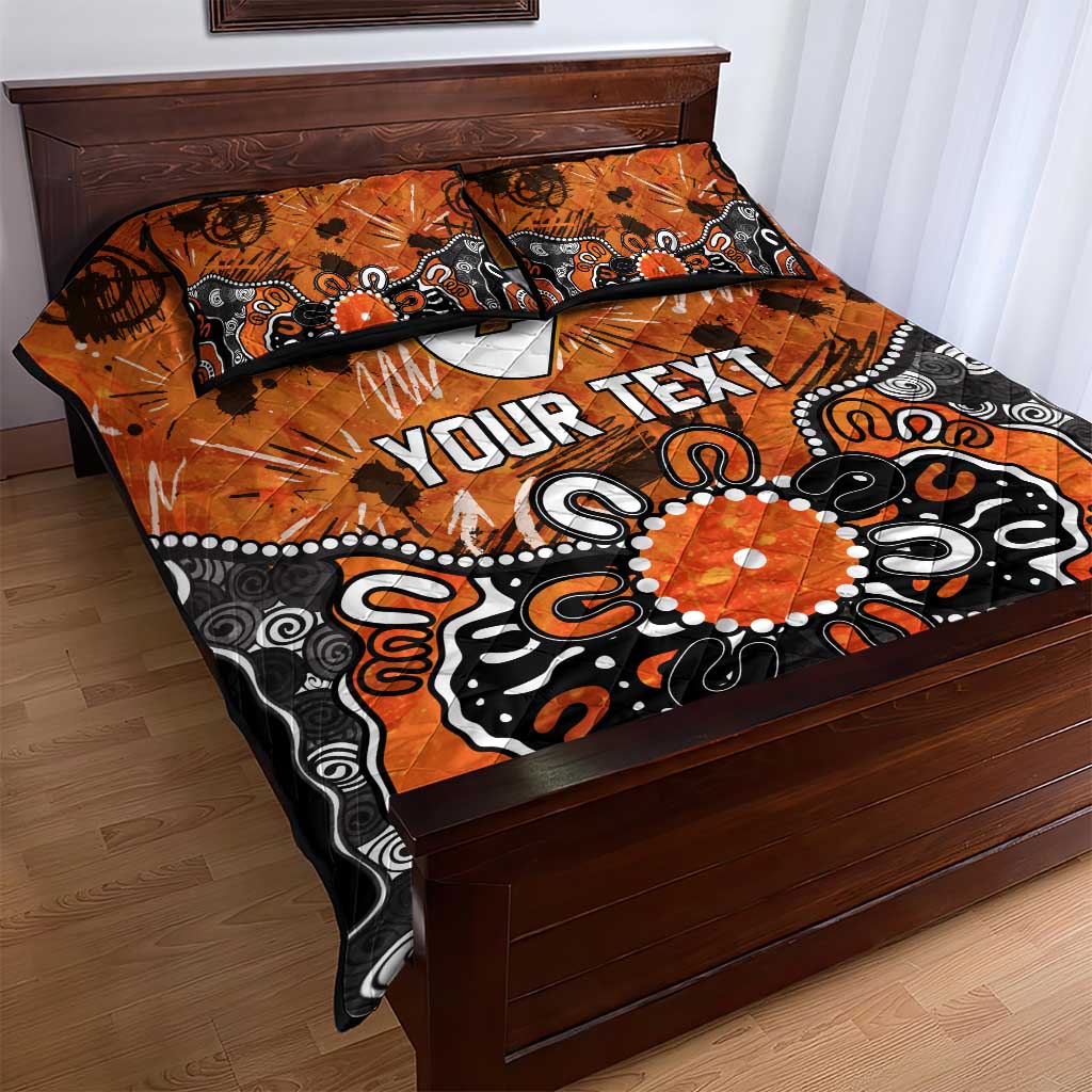 Personalized Greater Western Sydney Giants Quilt Bed Set Aboriginal Dot Painting Graffiti Style