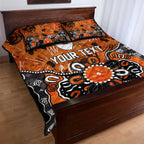 Personalized Greater Western Sydney Giants Quilt Bed Set Aboriginal Dot Painting Graffiti Style