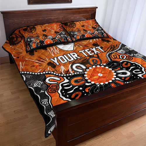 Personalized Greater Western Sydney Giants Quilt Bed Set Aboriginal Dot Painting Graffiti Style