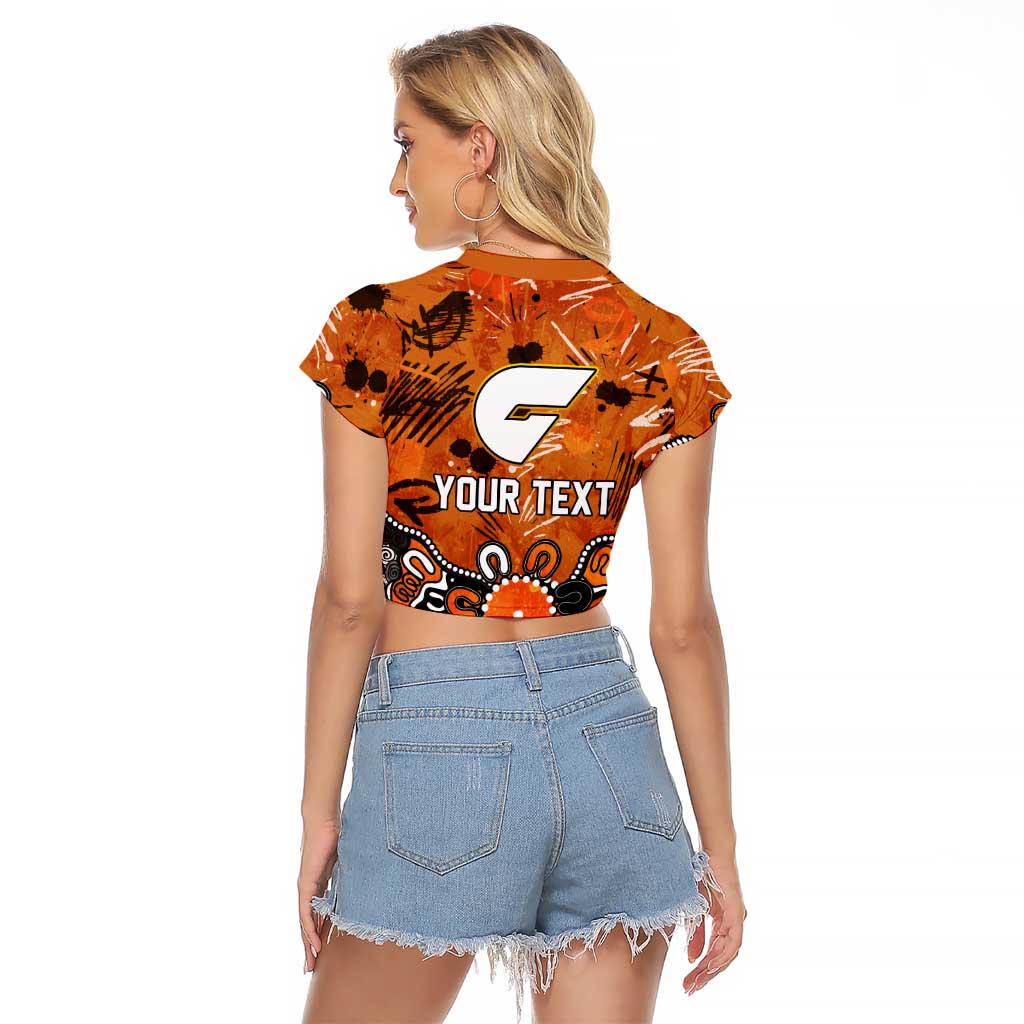 Personalized Greater Western Sydney Giants Raglan Cropped T Shirt Aboriginal Dot Painting Graffiti Style