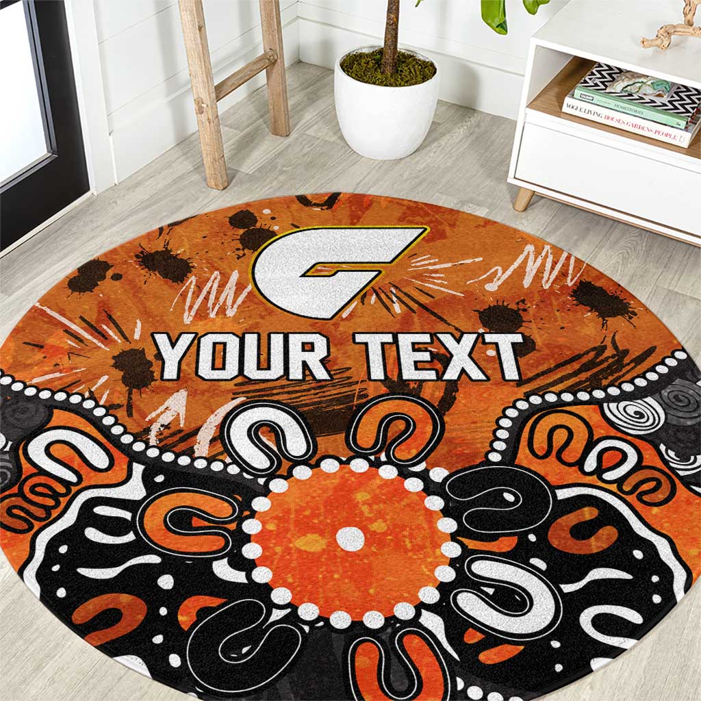 Personalized Greater Western Sydney Giants Round Carpet Aboriginal Dot Painting Graffiti Style
