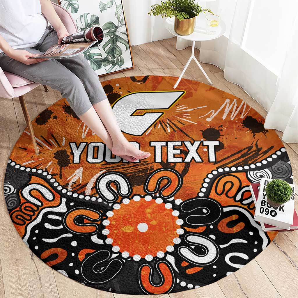 Personalized Greater Western Sydney Giants Round Carpet Aboriginal Dot Painting Graffiti Style