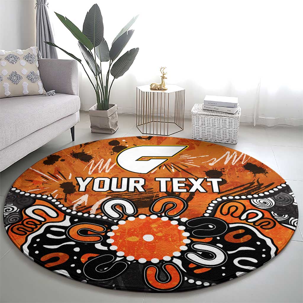 Personalized Greater Western Sydney Giants Round Carpet Aboriginal Dot Painting Graffiti Style