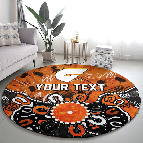 Personalized Greater Western Sydney Giants Round Carpet Aboriginal Dot Painting Graffiti Style
