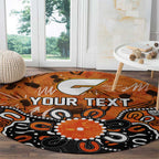 Personalized Greater Western Sydney Giants Round Carpet Aboriginal Dot Painting Graffiti Style