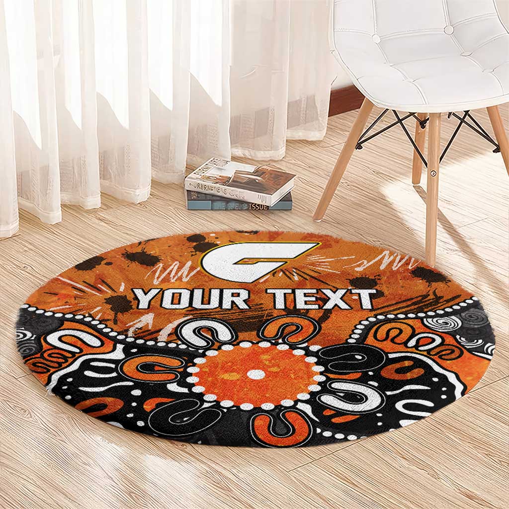 Personalized Greater Western Sydney Giants Round Carpet Aboriginal Dot Painting Graffiti Style