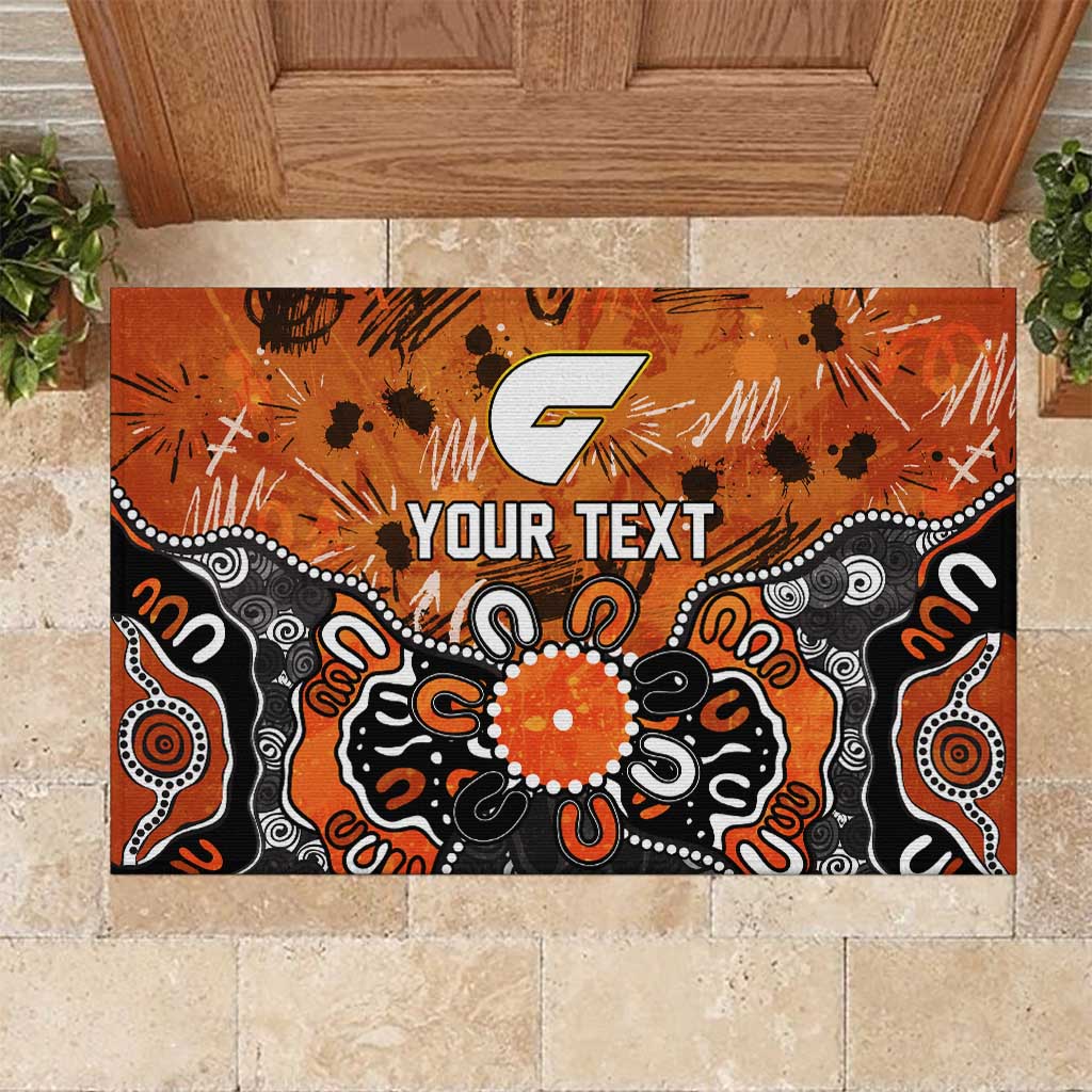 Personalized Greater Western Sydney Giants Rubber Doormat Aboriginal Dot Painting Graffiti Style