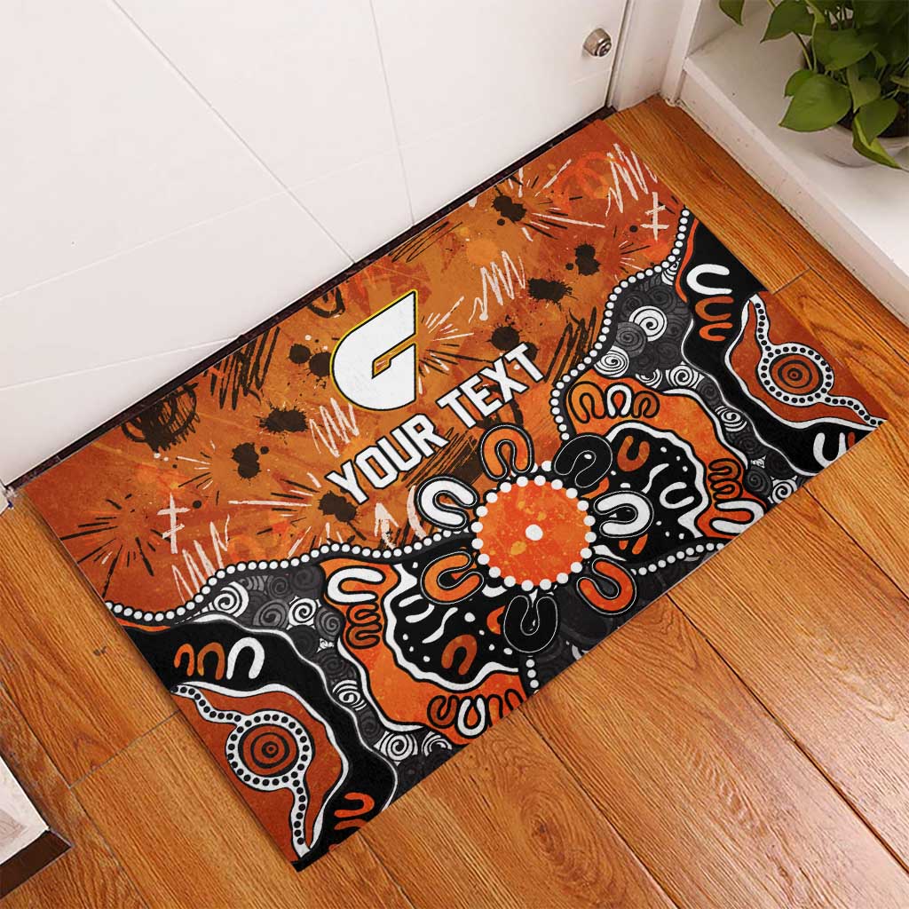 Personalized Greater Western Sydney Giants Rubber Doormat Aboriginal Dot Painting Graffiti Style
