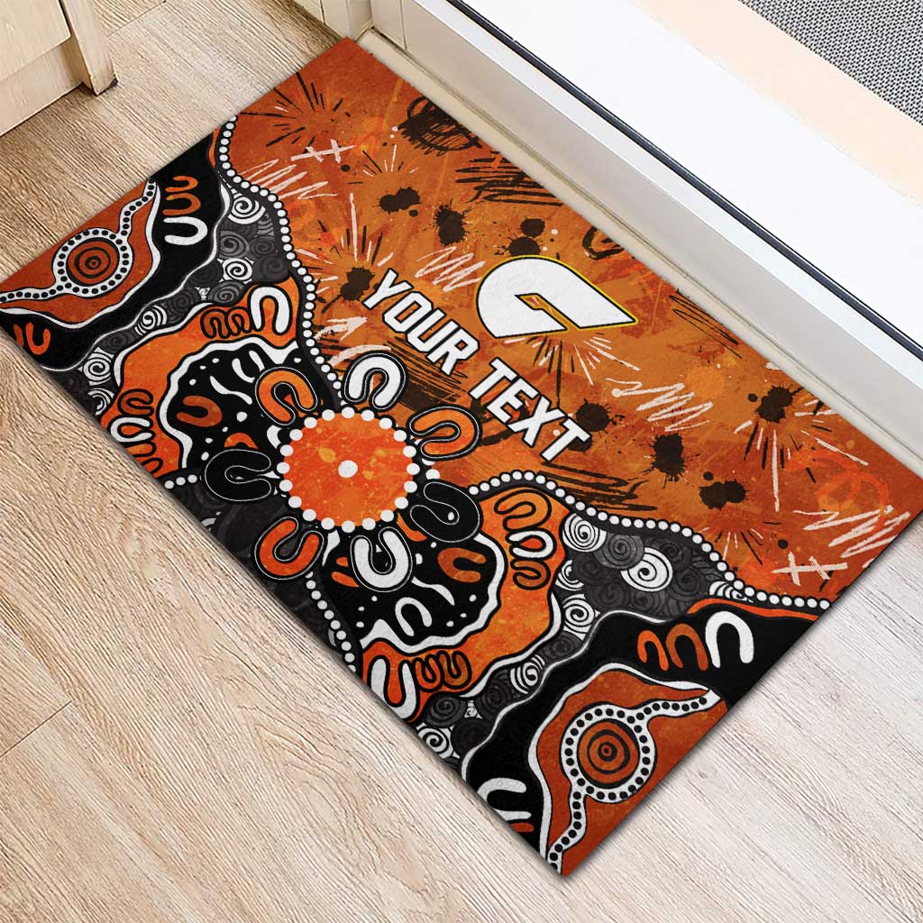Personalized Greater Western Sydney Giants Rubber Doormat Aboriginal Dot Painting Graffiti Style