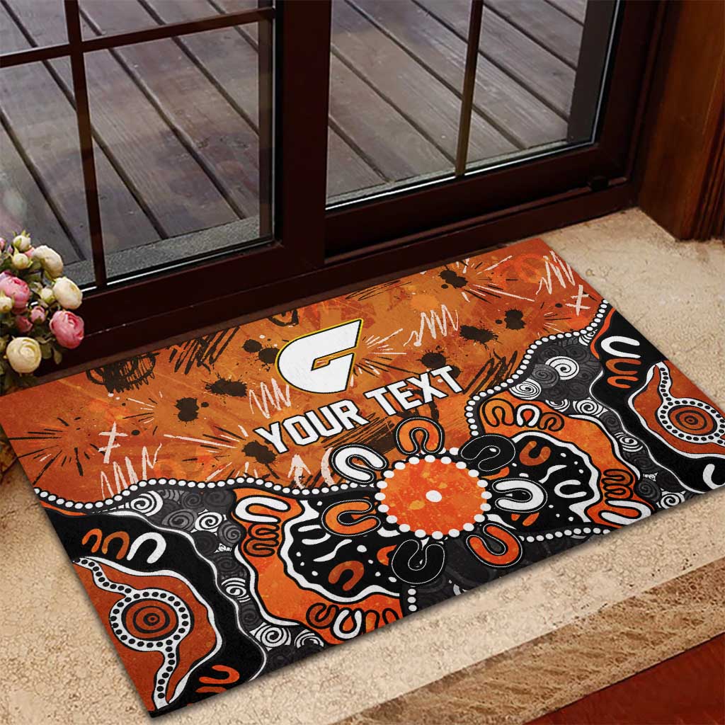 Personalized Greater Western Sydney Giants Rubber Doormat Aboriginal Dot Painting Graffiti Style