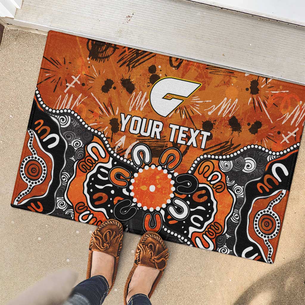 Personalized Greater Western Sydney Giants Rubber Doormat Aboriginal Dot Painting Graffiti Style