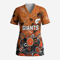 Personalized Greater Western Sydney Giants Scrub Top Aboriginal Dot Painting Graffiti Style