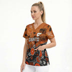 Personalized Greater Western Sydney Giants Scrub Top Aboriginal Dot Painting Graffiti Style