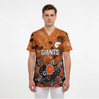 Personalized Greater Western Sydney Giants Scrub Top Aboriginal Dot Painting Graffiti Style