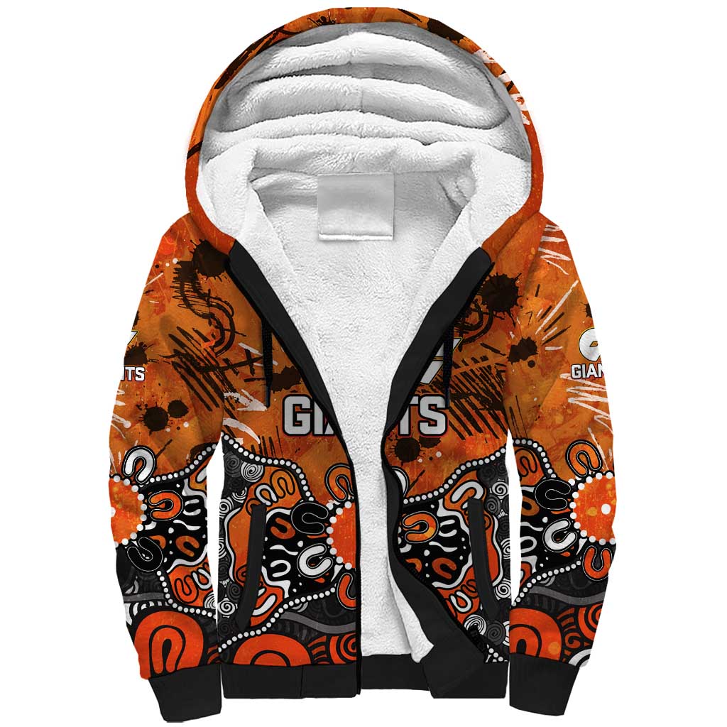 Personalized Greater Western Sydney Giants Sherpa Hoodie Aboriginal Dot Painting Graffiti Style