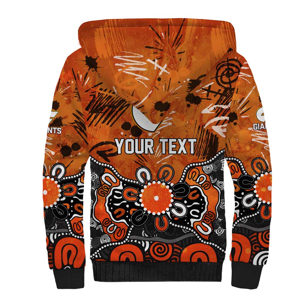 Personalized Greater Western Sydney Giants Sherpa Hoodie Aboriginal Dot Painting Graffiti Style