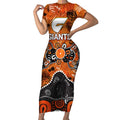 Personalized Greater Western Sydney Giants Short Sleeve Bodycon Dress Aboriginal Dot Painting Graffiti Style