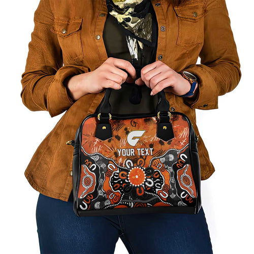 Personalized Greater Western Sydney Giants Shoulder Handbag Aboriginal Dot Painting Graffiti Style