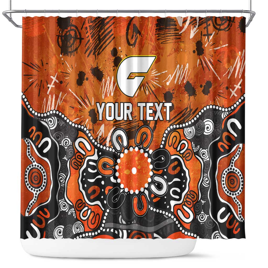 Personalized Greater Western Sydney Giants Shower Curtain Aboriginal Dot Painting Graffiti Style