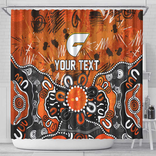 Personalized Greater Western Sydney Giants Shower Curtain Aboriginal Dot Painting Graffiti Style