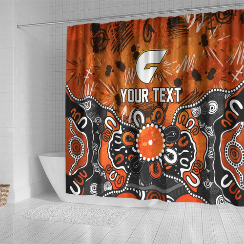 Personalized Greater Western Sydney Giants Shower Curtain Aboriginal Dot Painting Graffiti Style