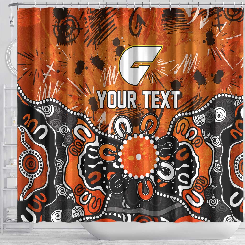 Personalized Greater Western Sydney Giants Shower Curtain Aboriginal Dot Painting Graffiti Style