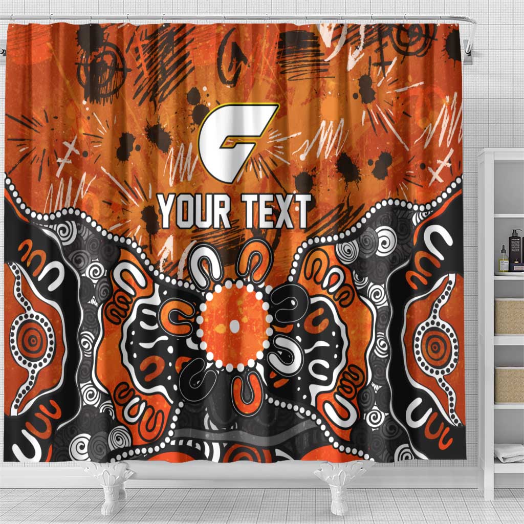 Personalized Greater Western Sydney Giants Shower Curtain Aboriginal Dot Painting Graffiti Style