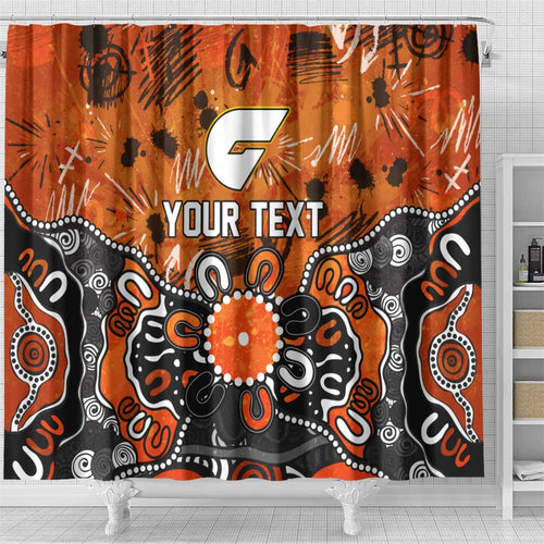 Personalized Greater Western Sydney Giants Shower Curtain Aboriginal Dot Painting Graffiti Style