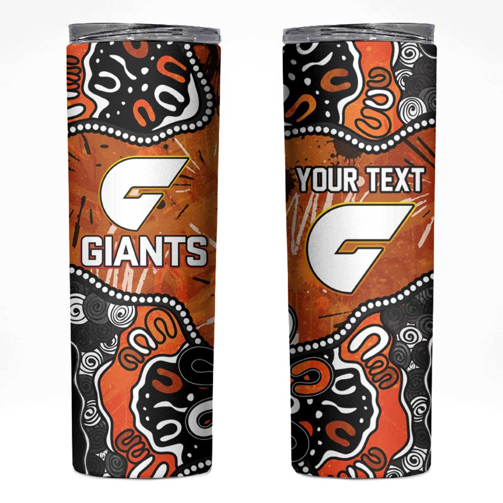 Personalized Greater Western Sydney Giants Skinny Tumbler Aboriginal Dot Painting Graffiti Style