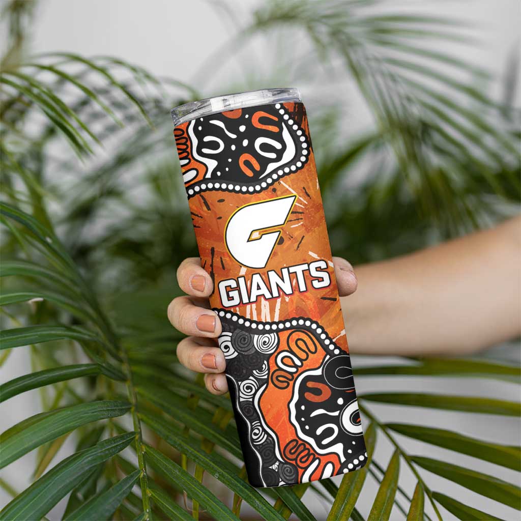 Personalized Greater Western Sydney Giants Skinny Tumbler Aboriginal Dot Painting Graffiti Style