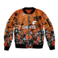 Personalized Greater Western Sydney Giants Sleeve Zip Bomber Jacket Aboriginal Dot Painting Graffiti Style