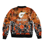 Personalized Greater Western Sydney Giants Sleeve Zip Bomber Jacket Aboriginal Dot Painting Graffiti Style