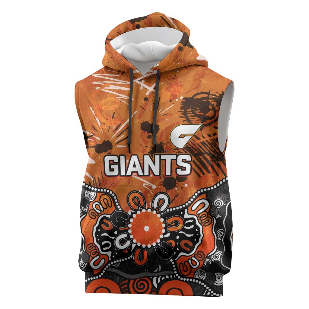 Personalized Greater Western Sydney Giants Sleeveless Hoodie Aboriginal Dot Painting Graffiti Style