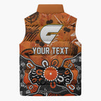 Personalized Greater Western Sydney Giants Sleeveless Puffer Jacket Aboriginal Dot Painting Graffiti Style