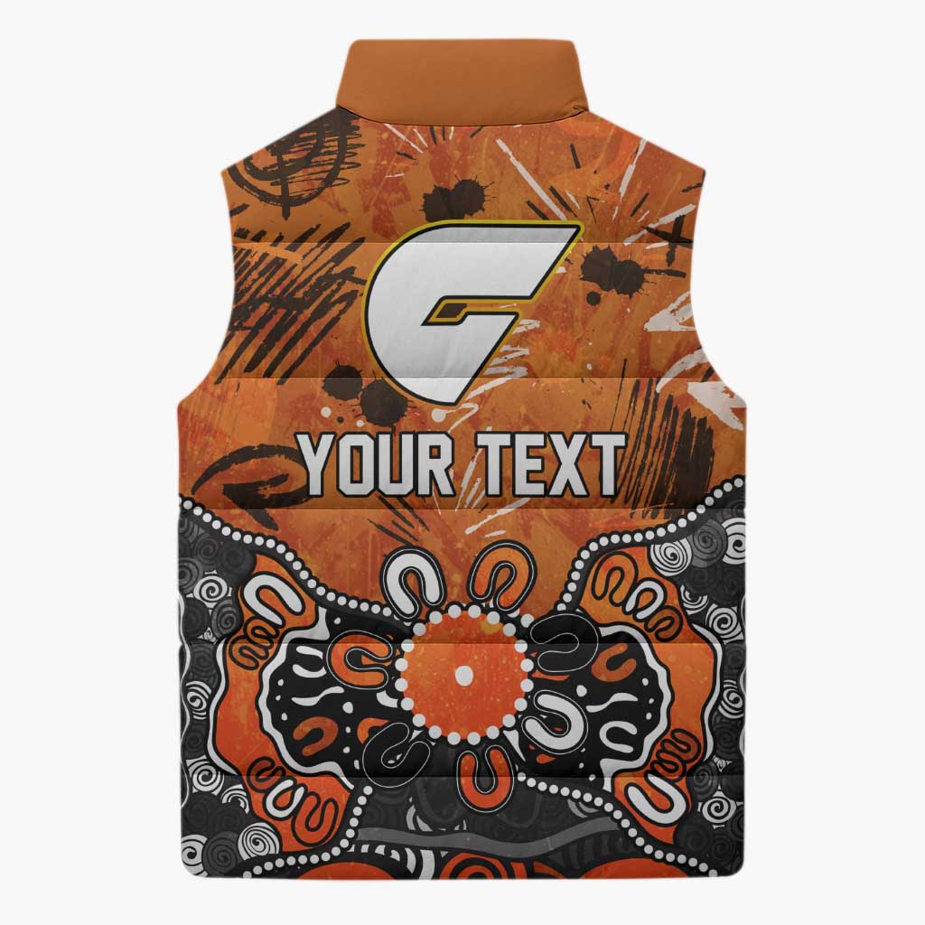 Personalized Greater Western Sydney Giants Sleeveless Puffer Jacket Aboriginal Dot Painting Graffiti Style