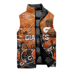 Personalized Greater Western Sydney Giants Sleeveless Puffer Jacket Aboriginal Dot Painting Graffiti Style