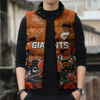 Personalized Greater Western Sydney Giants Sleeveless Puffer Jacket Aboriginal Dot Painting Graffiti Style