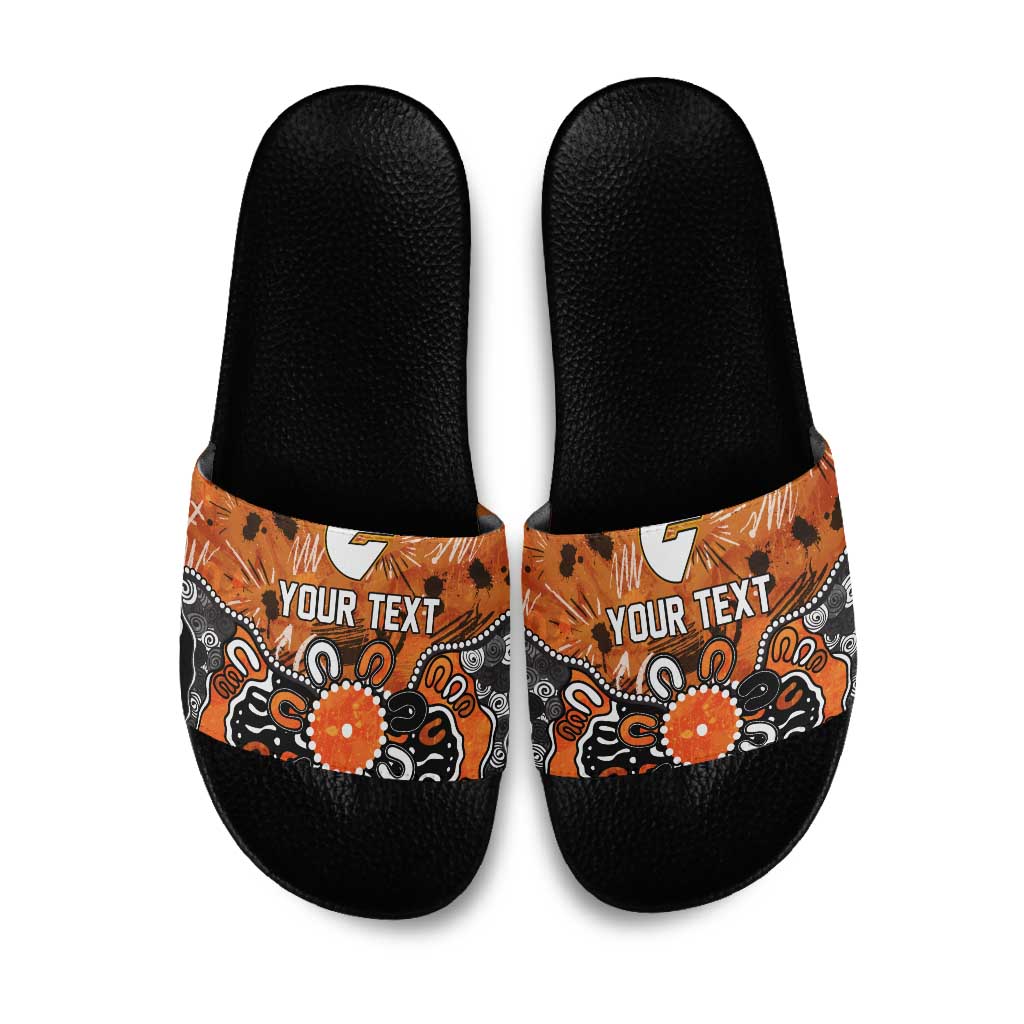 Personalized Greater Western Sydney Giants Slide Sandals Aboriginal Dot Painting Graffiti Style