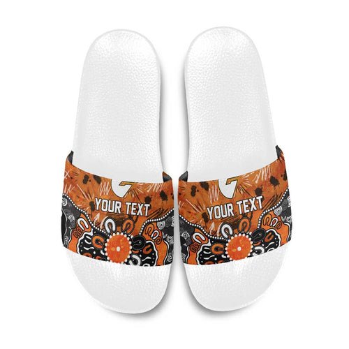 Personalized Greater Western Sydney Giants Slide Sandals Aboriginal Dot Painting Graffiti Style