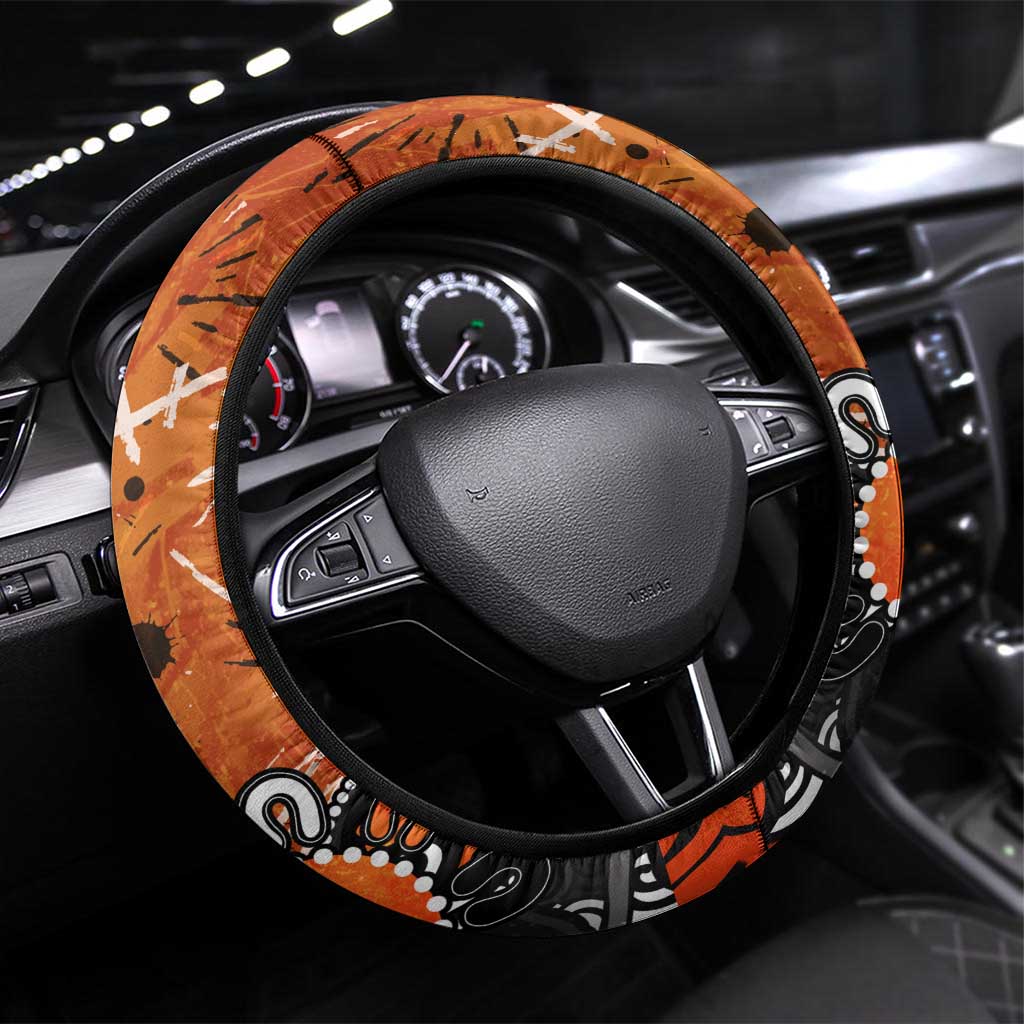 Greater Western Sydney Giants Steering Wheel Cover Aboriginal Dot Painting Graffiti Style