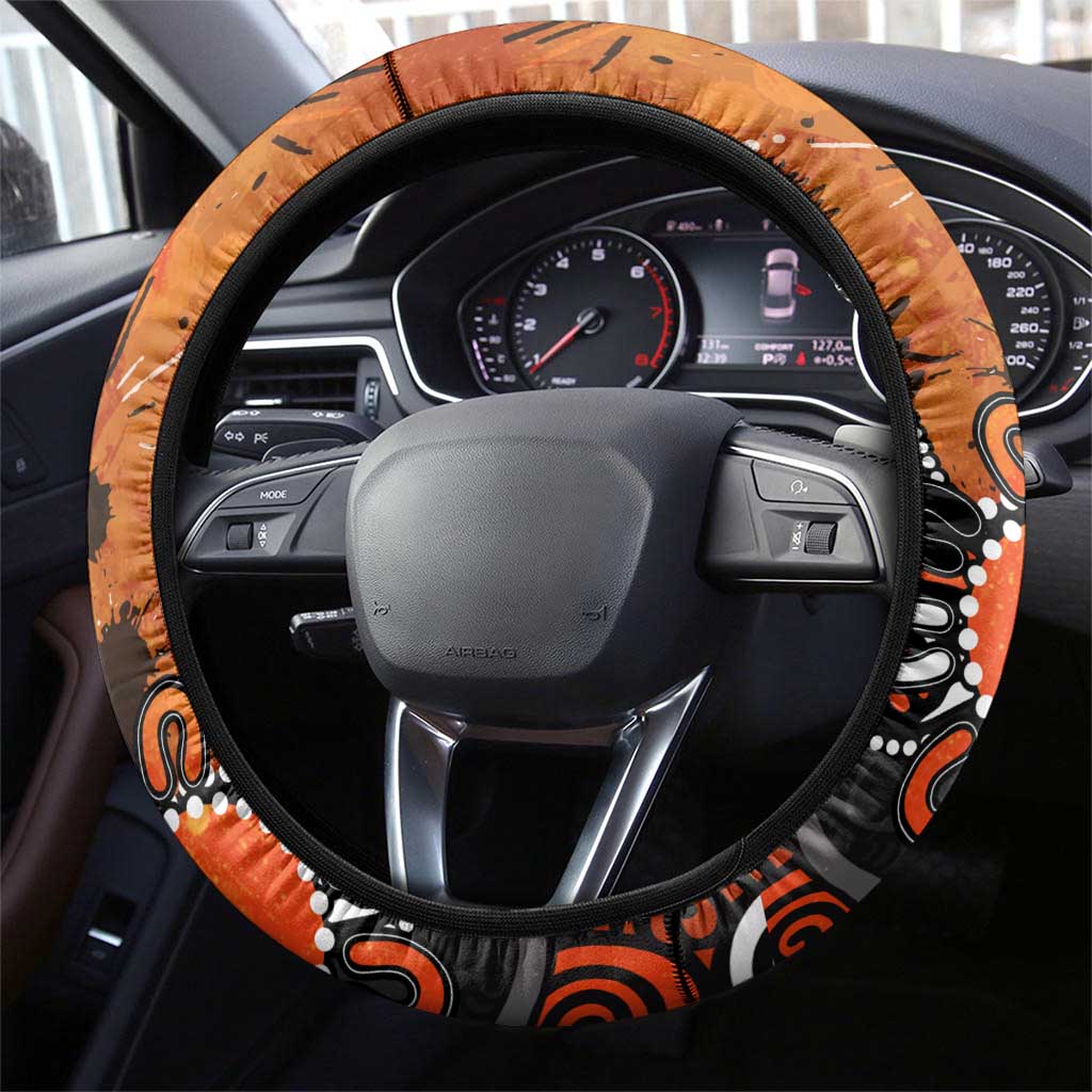 Greater Western Sydney Giants Steering Wheel Cover Aboriginal Dot Painting Graffiti Style